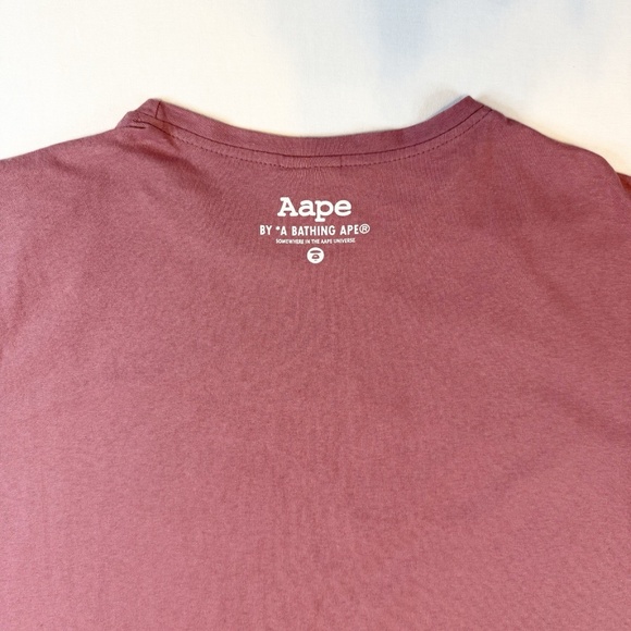 Aape By A Bathing Ape Size M Pink Camo Logo Big Head Tee Bape T-Shirt - Picture 8 of 12